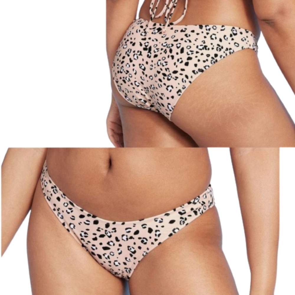 Xhilaration Animal Print Bikini Bottoms High Leg Scoop Waist NWT Leopard